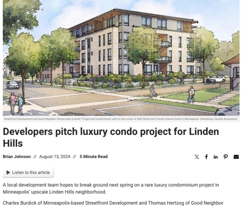 Finance and Commerce – Developers pitch luxury condo project for Linden Hills